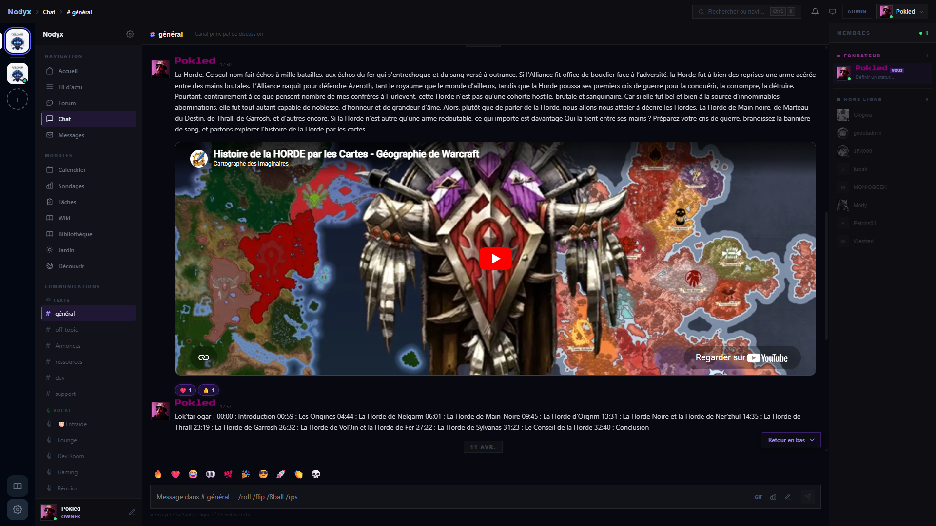 Nodyx : Real-time chat with replies, pins, reactions