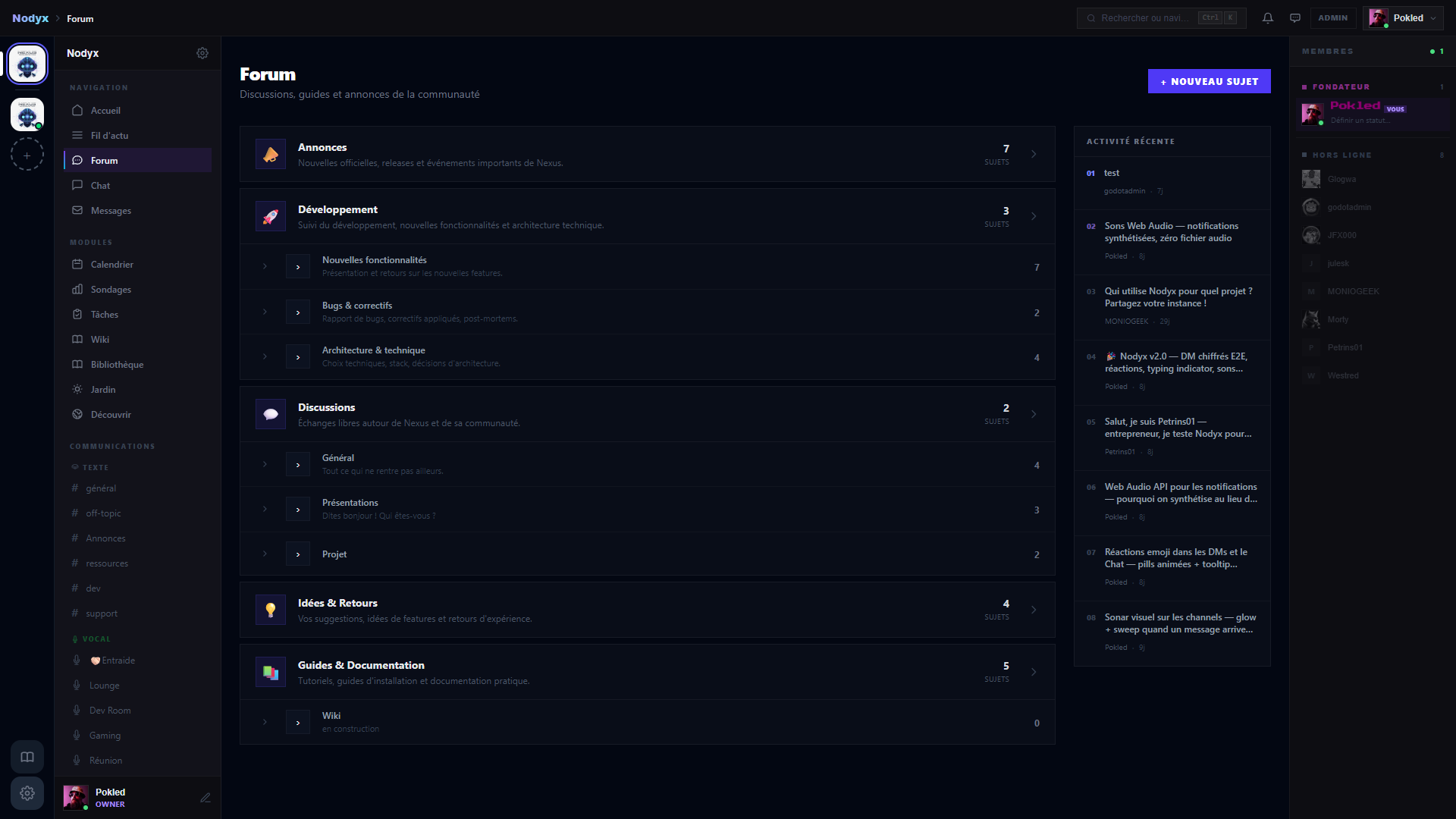 Nodyx : Forum with categories, threads and rich editor